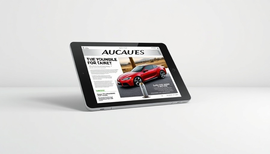 Digital tablet showing automotive magazine related to auto sales training.