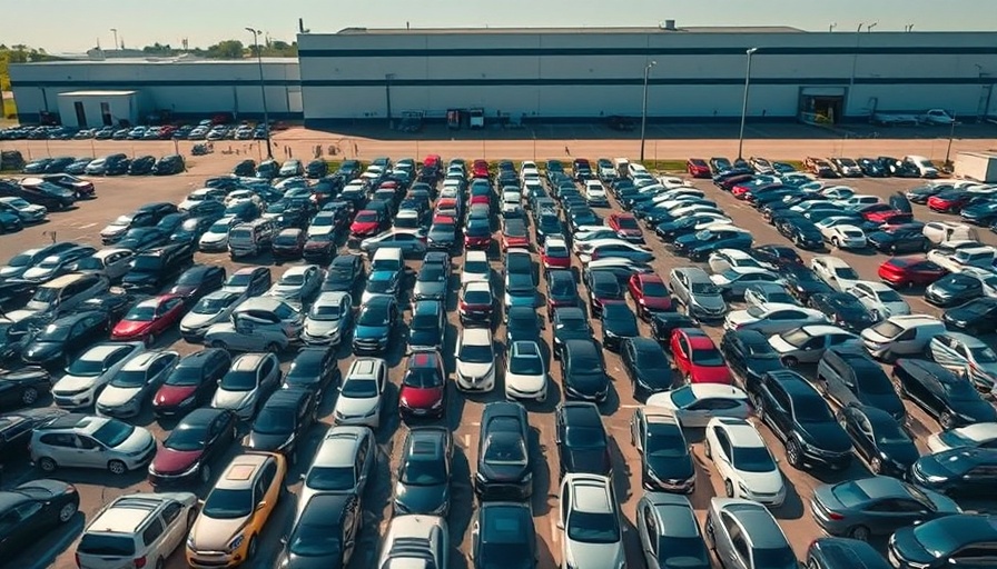 Crowded parking lot shows auto stocks volatility amid tariff uncertainty.