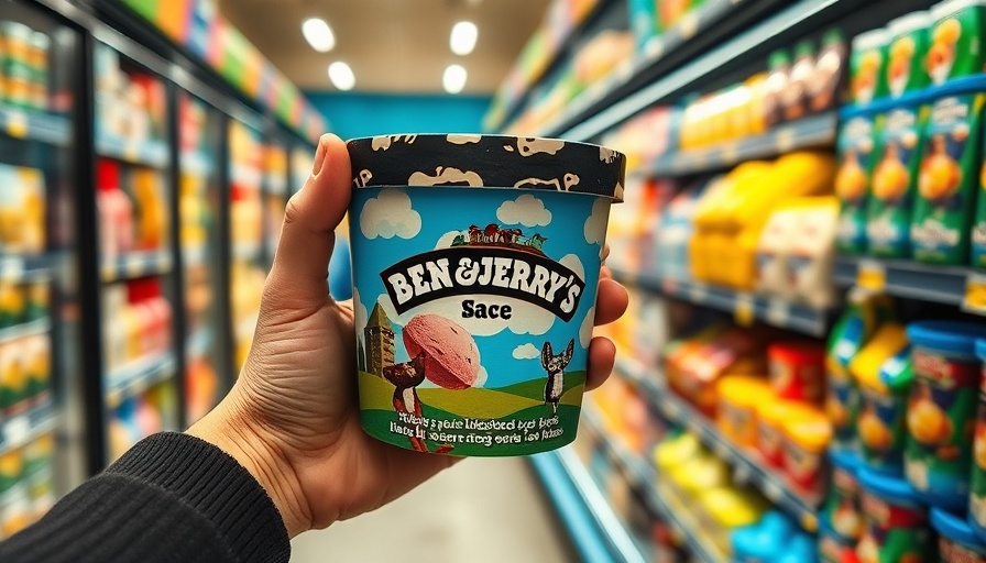 Ben & Jerry's flavor displayed in a freezer aisle highlighting brand independence.