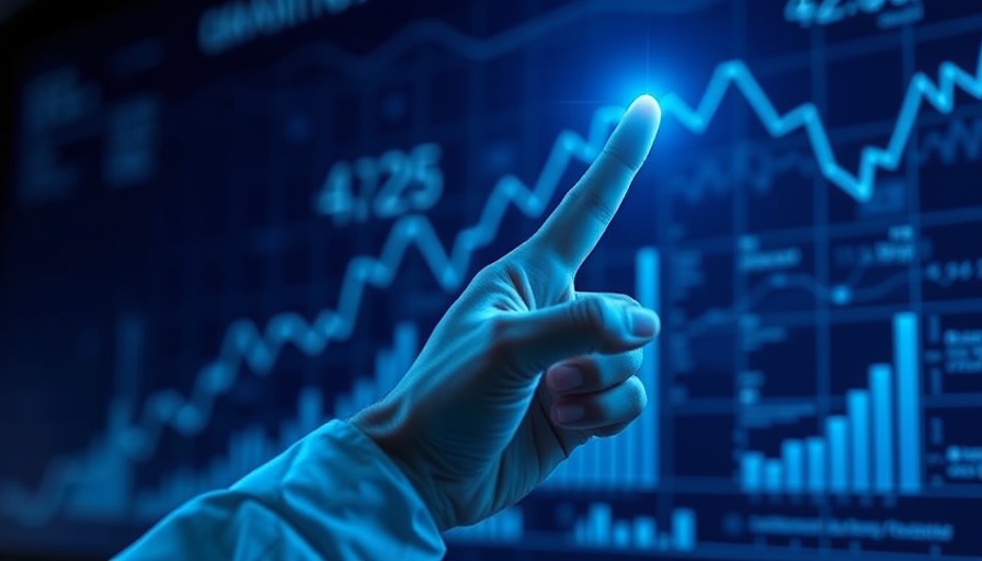 Hand indicating data growth in CMO command center.