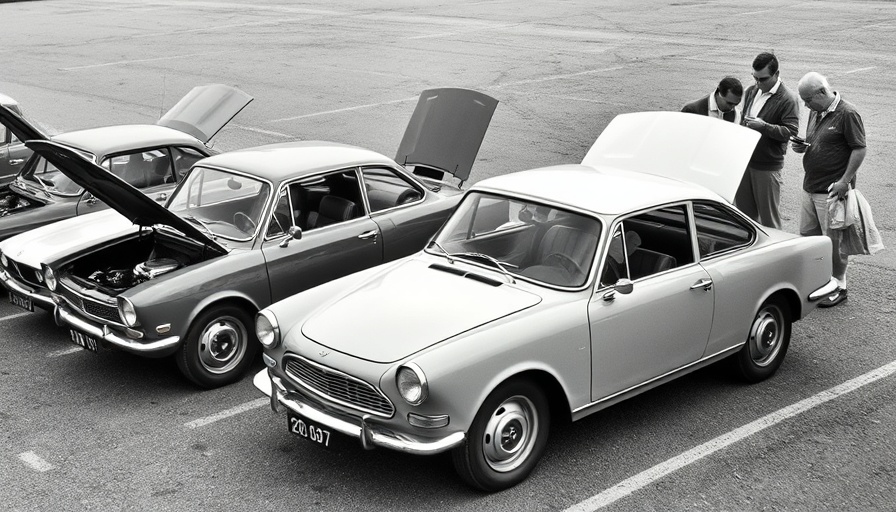 1971 small car comparison test in black and white photo.