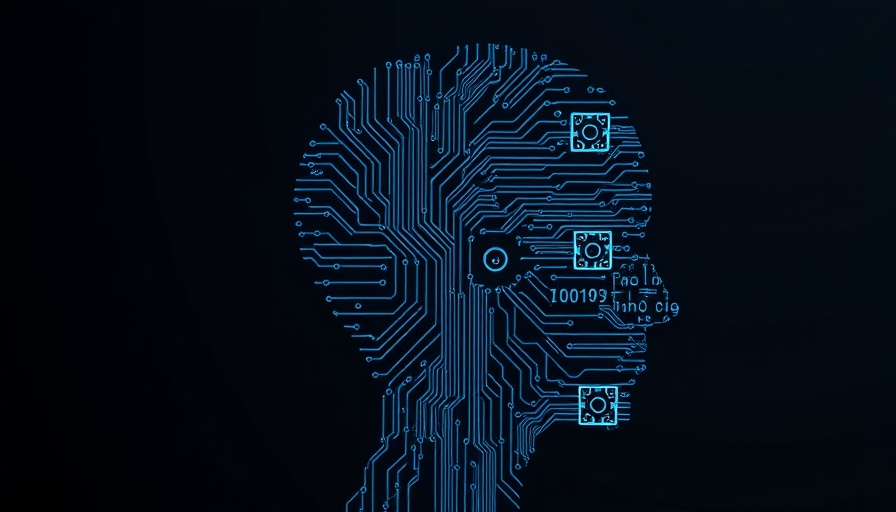 AI website builder concept with a digital circuit head silhouette.