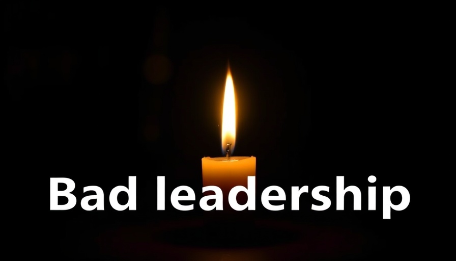 Single candle flame with leadership quote on bad leadership in dealerships.