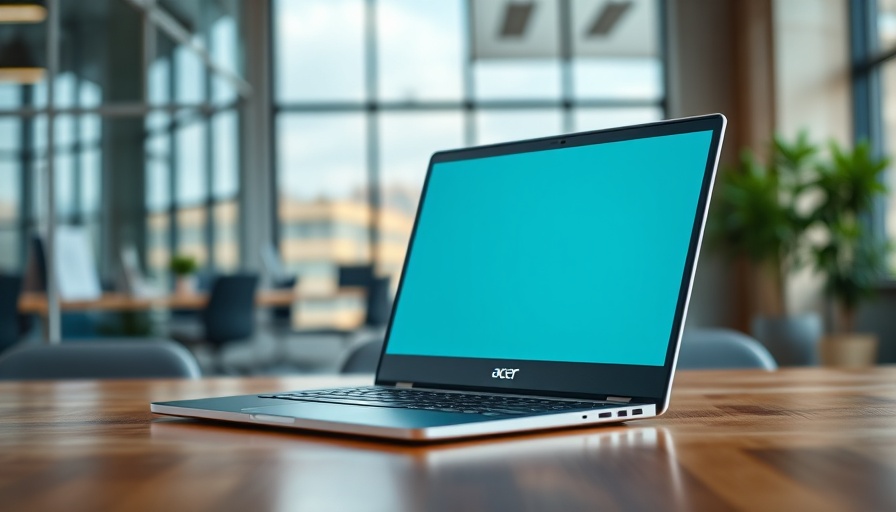 Acer Aspire 14 showcasing AI battery life performance in an office setting.