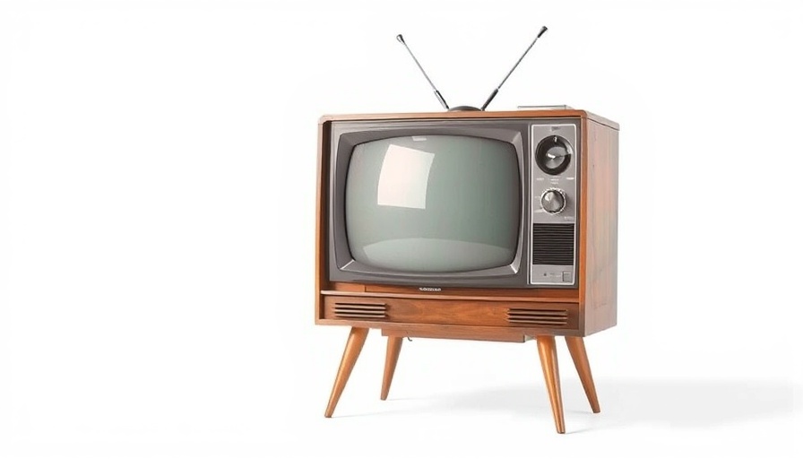 Vintage TV showcasing retro design for hybrid model TV advertising.