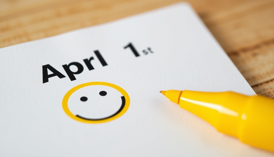 April calendar with smiley face marking on April 1st, yellow marker nearby.
