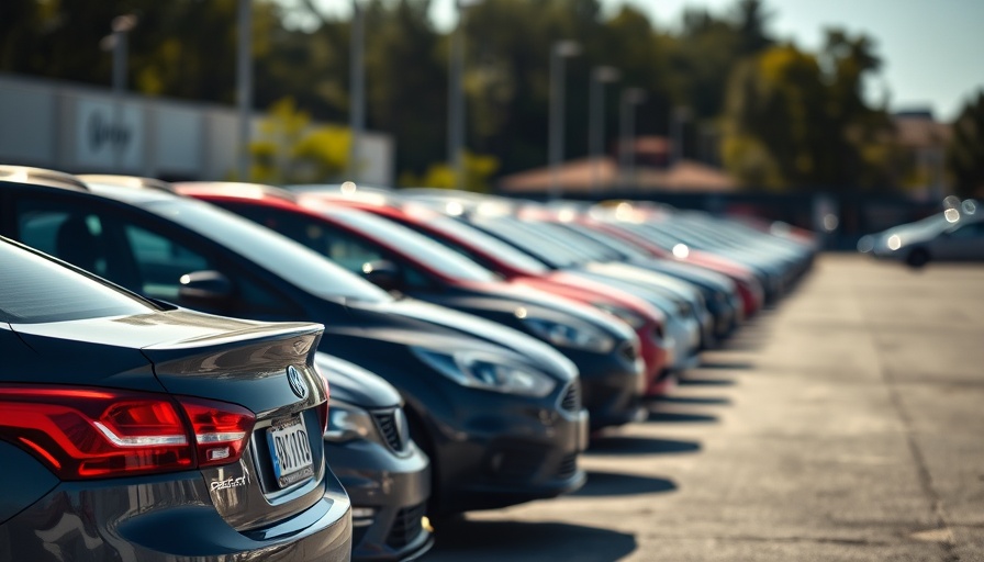 Lineup of cars in sunlight illustrating auto industry tariff effects.