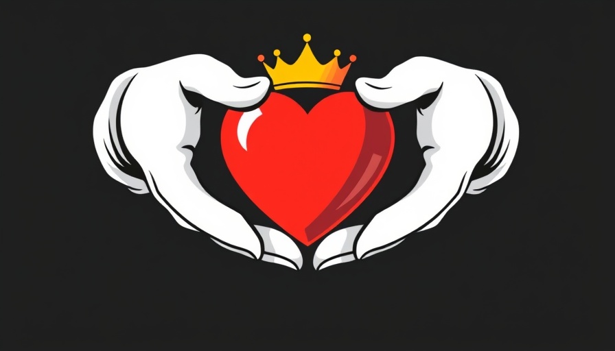 Illustration of hands holding a heart with a crown, AI-Enhanced Web Construction.