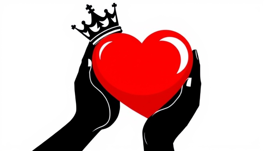 Illustration of crown, hands, and heart graphic.
