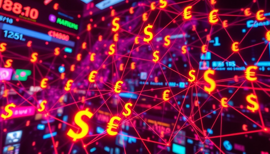 Abstract digital network showcasing Mediaocean multicurrency solutions.