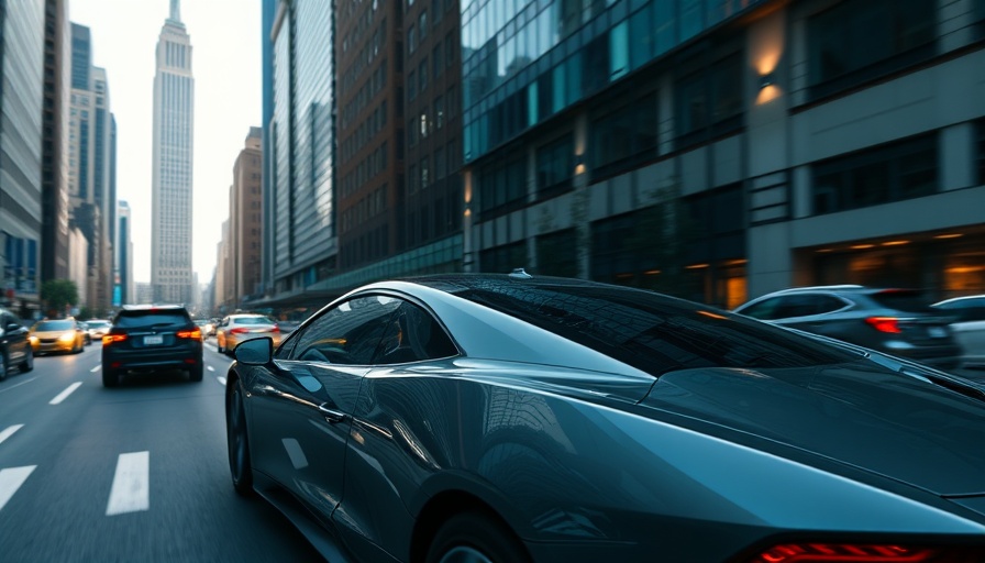 Sleek modern car in urban environment showcasing automated driving solutions.