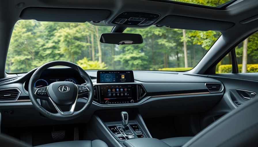Luxurious car interior with modern design and digital displays.
