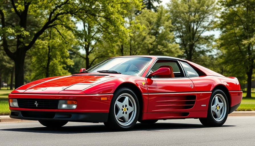 1990 Ferrari 348tb parked elegantly on a scenic road.