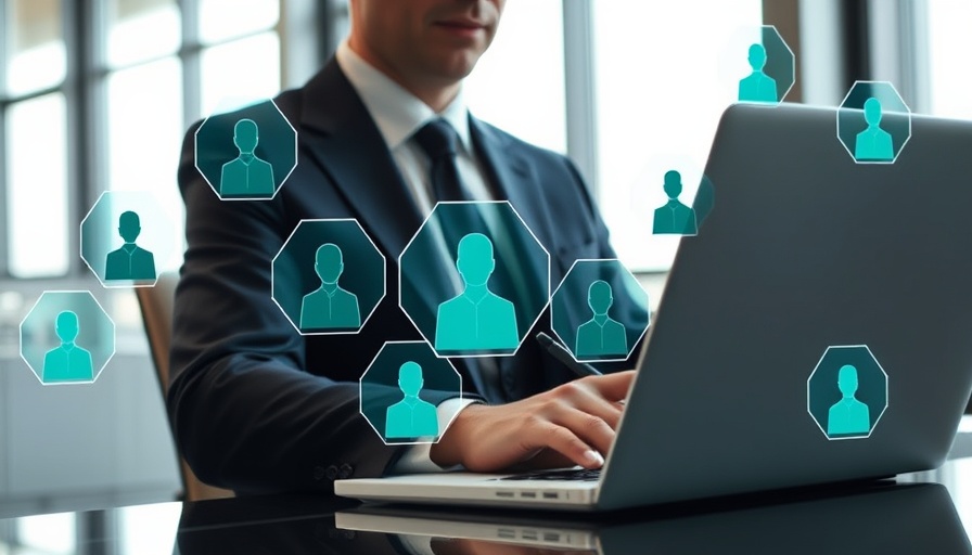 AI and Emotional Intelligence in Automotive Hiring: Professional using laptop with digital icons.