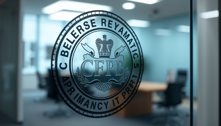 CFPB seal on glass door representing regulatory authority
