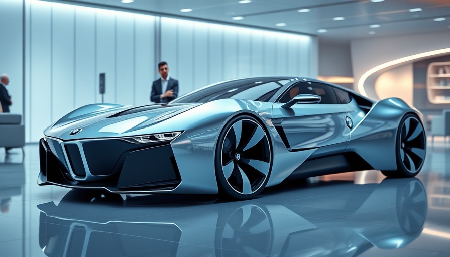 Futuristic BMW Concept Speedtop car in modern showroom