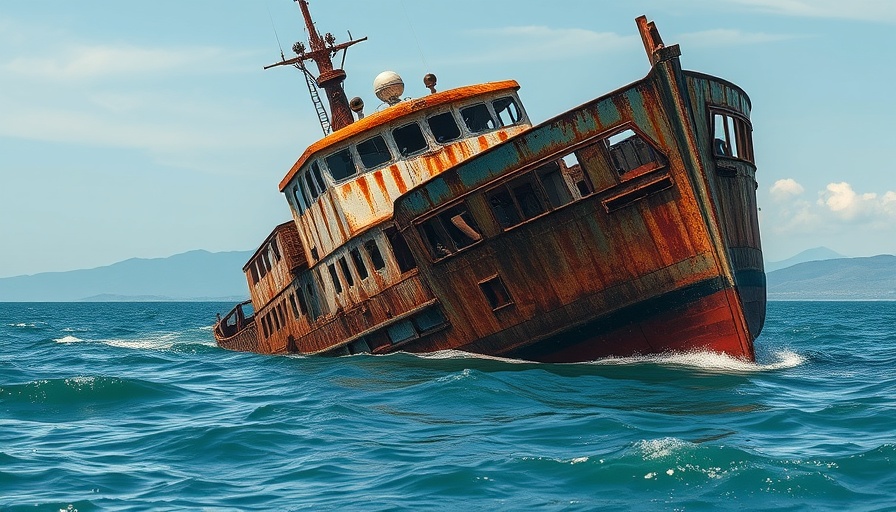 Derelict shipwreck symbolizes toxic leadership decay.