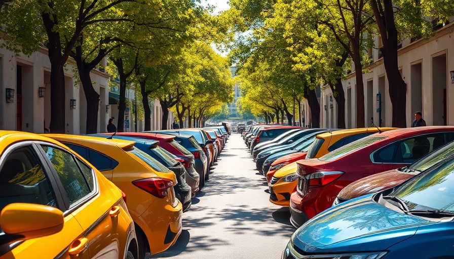 Parked cars on a sunlit street representing credit access improvements.