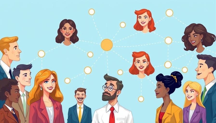 Diverse network illustration of business professionals for trade show industry updates.