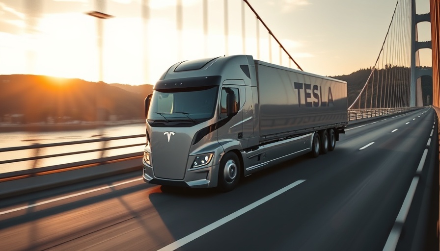 Tesla Semi truck in Europe on a suspension bridge