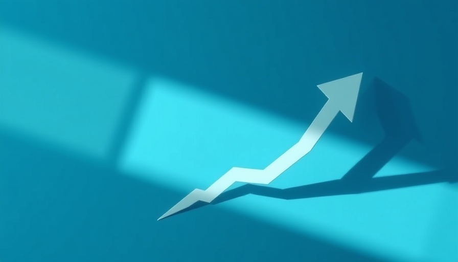 Minimalistic growth arrow on blue, reflecting industry performance expectations.