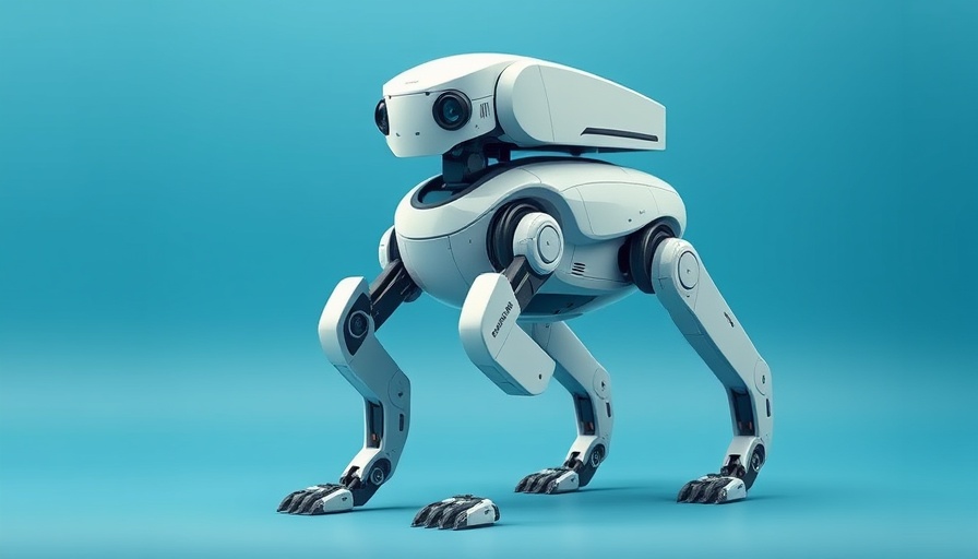 Futuristic robot dog with crate, concept of robotic coworkers