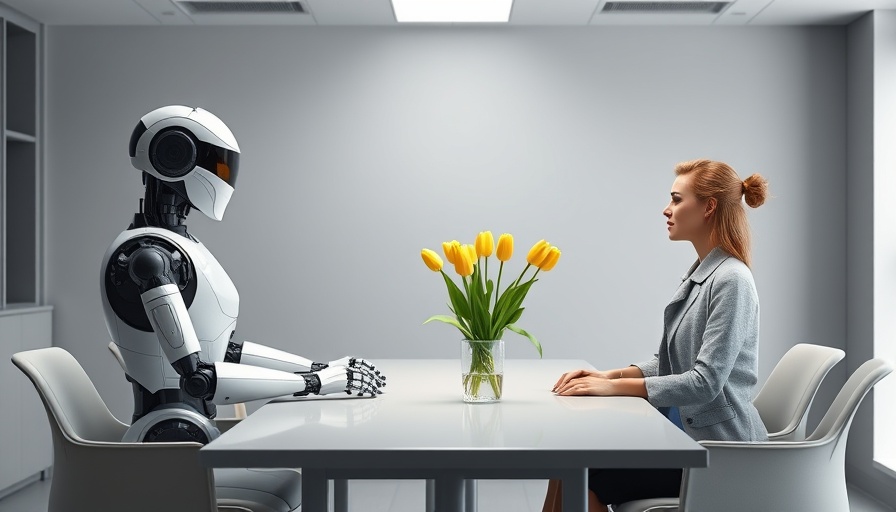 AI in the insurance industry: robot and woman meeting