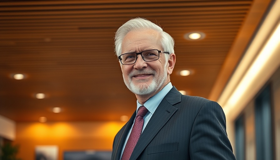 Elderly man in a modern office, highlighting forces changing healthcare.