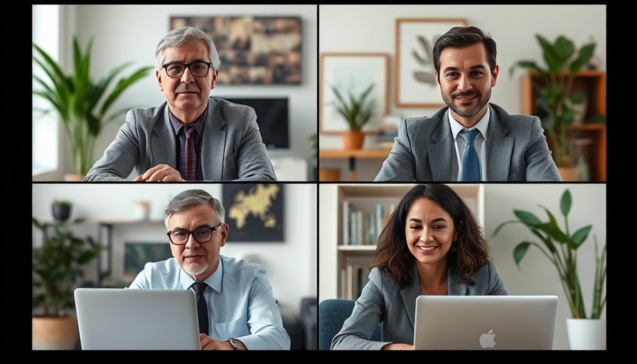 Virtual meeting with professionals discussing automotive sales technology.