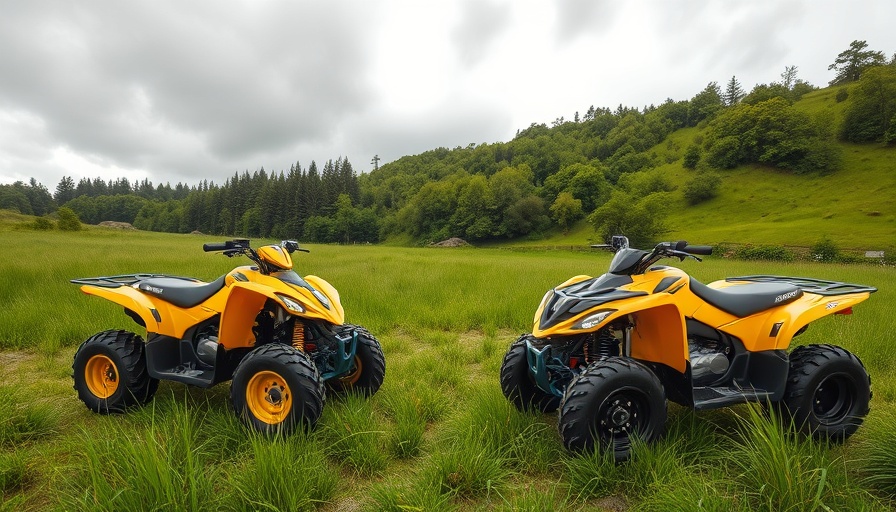 ATVs parked in nature suggesting Polaris sales slide.