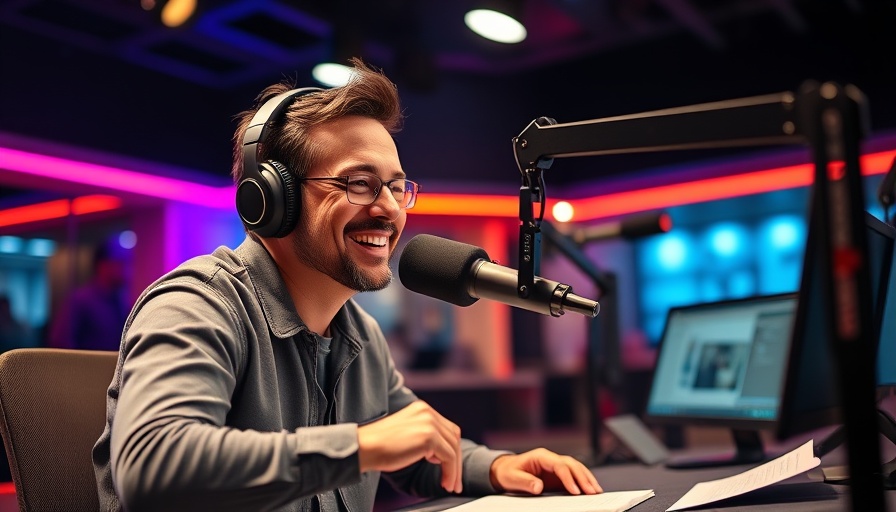 Car service center podcast host recording in studio.