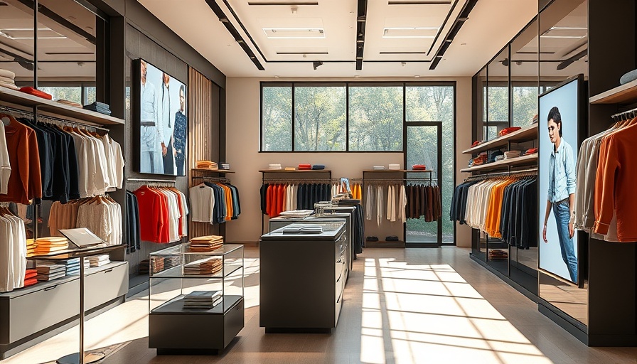 Contemporary retail store with display stands showcasing products.