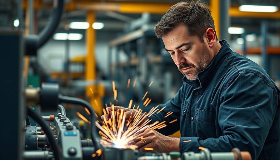 Plastic welding in industrial applications, modern factory scene.