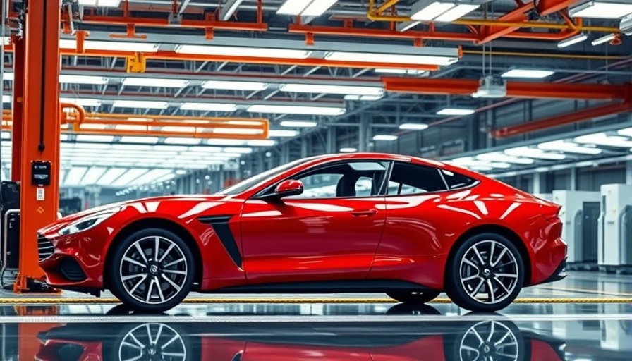 Factory floor with cars under bright lights, highlighting infotainment system problems.