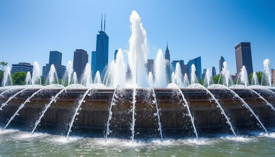 Chicago skyline with iconic fountain, illustrating Carvana's regulatory compliance.