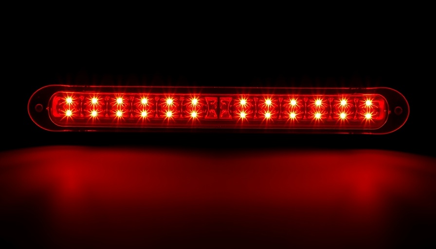 Sleek automotive LED light bars kit, elegant design, black background.