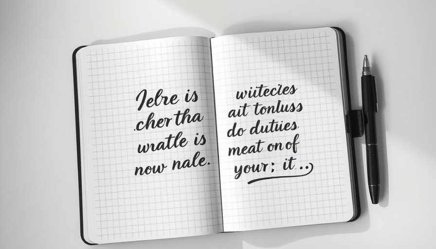 Quote in notebook with elegant calligraphy, automotive training center inspiration.
