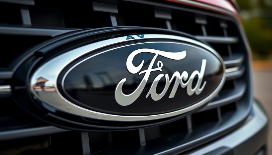Close-up of Ford logo on grille related to F-Series trucks steering issue