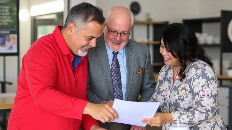 F & I Manager sealing a deal with Mom and Dad, showcasing teamwork.