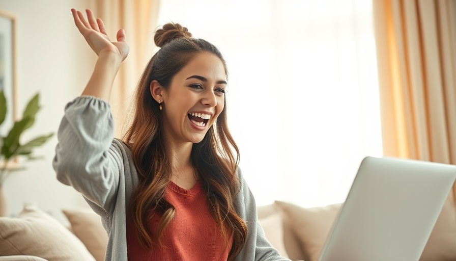 Excited woman reacts to tax credits changes 2024 on laptop.