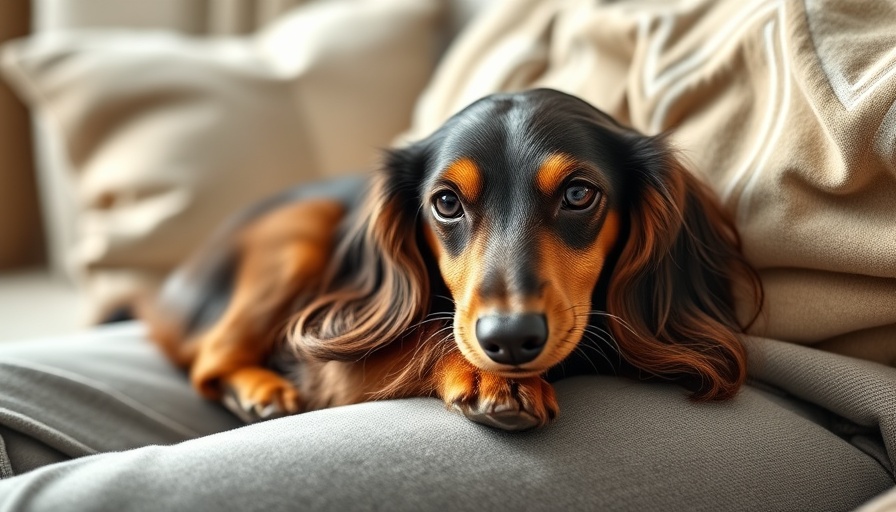 Calm dachshund relaxing on lap, illustrating cortisol insufficiency in dogs.
