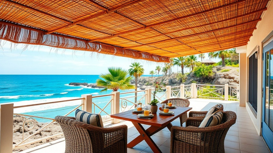 Sunlit terrace at one of the best Airbnbs in Portugal with ocean view.