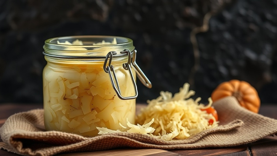 Homemade sauerkraut jar, enhancing dogs gut health.