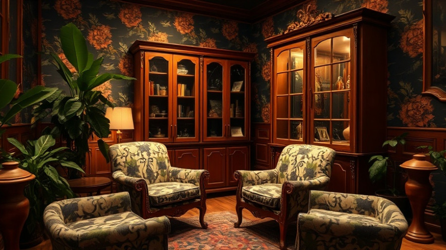 Cozy lounge with vintage decor near Acadia National Park.