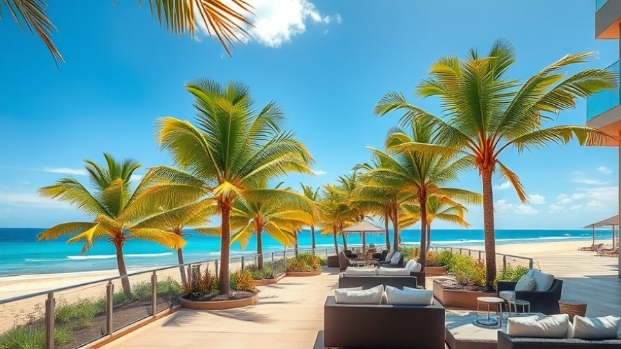 Luxurious beachfront terrace at one of the best hotels in San Juan, Puerto Rico.