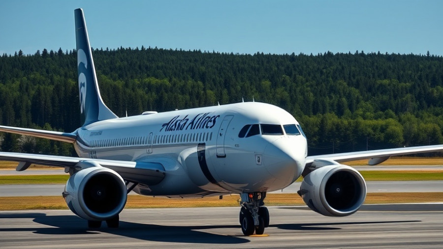 Alaska Airlines plane during ground stop on runway