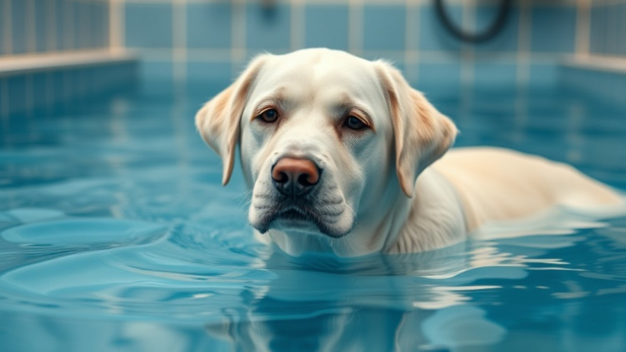 White dog undergoing hydrotherapy for dogs in a professional setting.