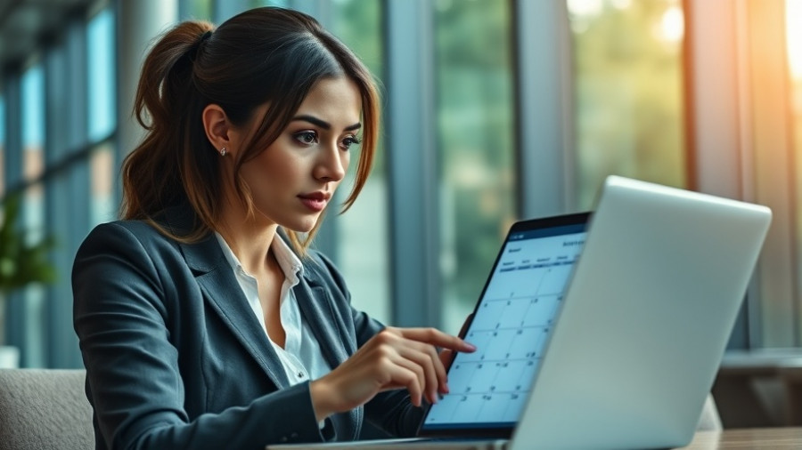 Professional reviewing financial dates for November 2025 on a laptop.