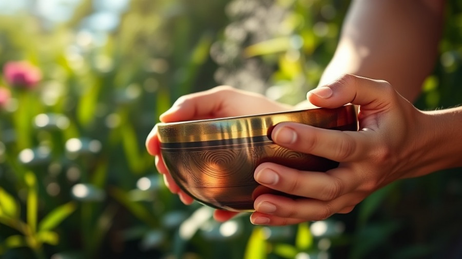 Sound Therapy for Dogs: Tibetan singing bowl in nature.