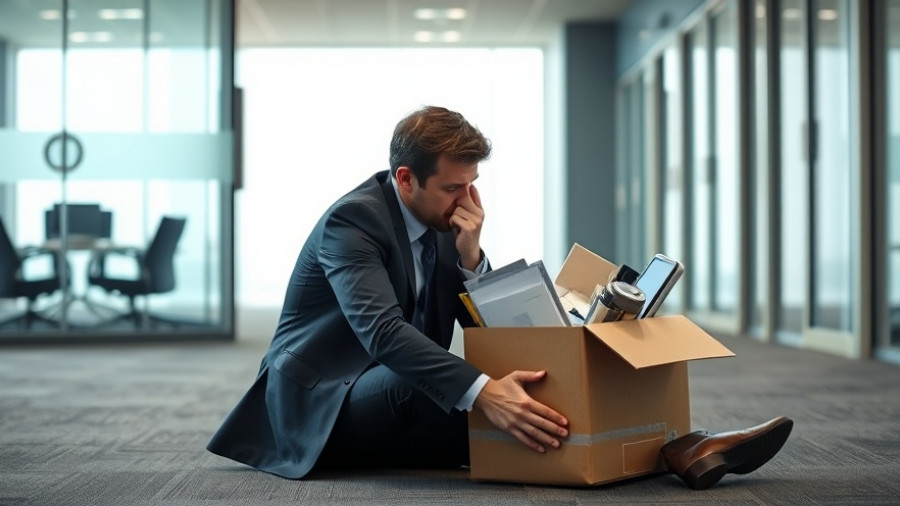 Job cuts impact on personal finances: man in suit with a box.